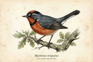Collared Redstart illustration