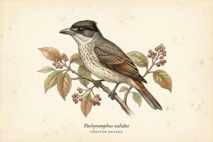 Crested Becard illustration