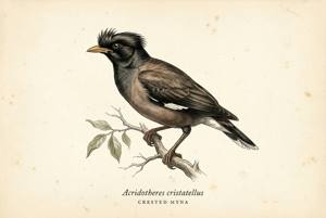 Crested Myna illustration