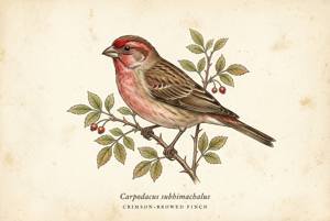 Crimson-browed Finch illustration