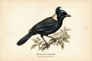 Curl-crested Jay illustration