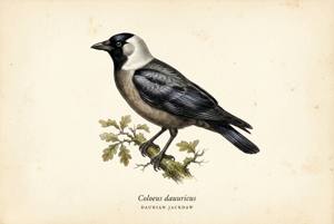 Daurian Jackdaw illustration