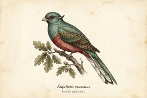 Eared Quetzal illustration