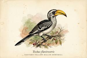Eastern Yellow-billed Hornbill illustration