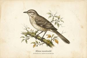 Española Mockingbird illustration