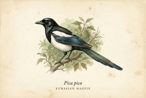 Eurasian Magpie illustration