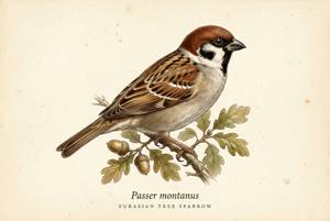 Eurasian Tree Sparrow illustration