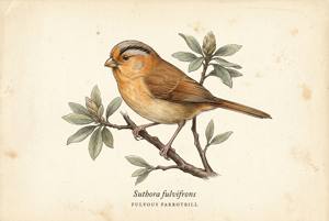 Fulvous Parrotbill illustration