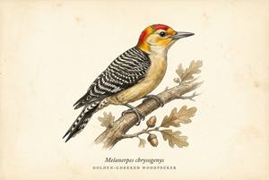 Golden-cheeked Woodpecker illustration