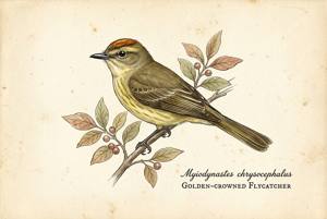 Golden-crowned Flycatcher illustration