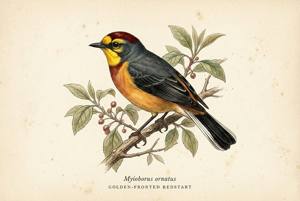 Golden-fronted Redstart illustration