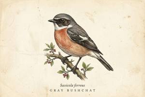 Gray Bushchat illustration