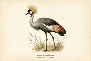 Gray Crowned-Crane illustration
