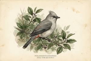 Gray Silky-flycatcher illustration