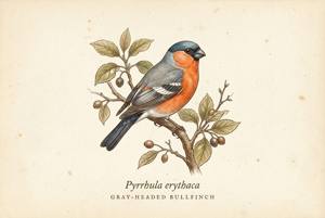 Gray-headed Bullfinch illustration
