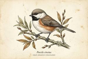 Gray-headed Chickadee illustration
