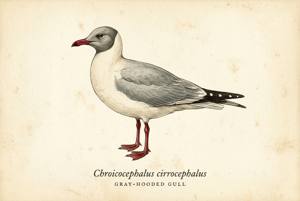 Gray-hooded Gull illustration