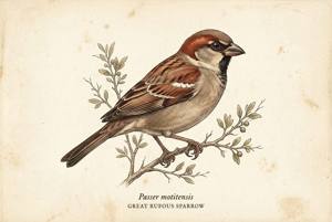 Great Rufous Sparrow illustration