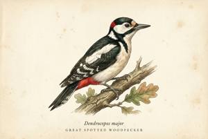 Great Spotted Woodpecker illustration