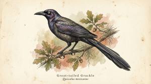 Great-tailed Grackle illustration