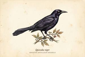 Greater Antillean Grackle illustration