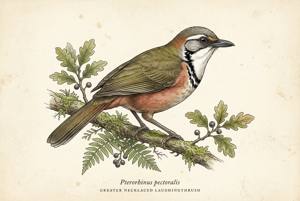 Greater Necklaced Laughingthrush illustration