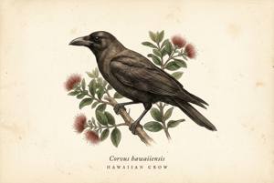 Hawaiian Crow illustration