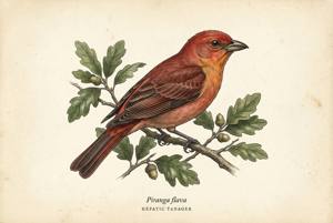 Hepatic Tanager illustration