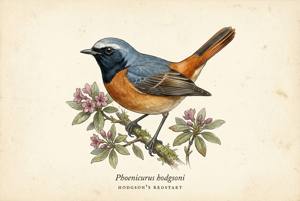Hodgson's Redstart illustration