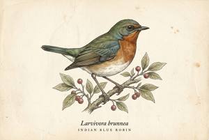 Indian Blue Robin illustration