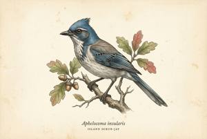 Island Scrub-Jay illustration
