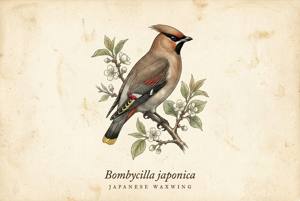 Japanese Waxwing illustration