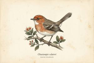 Kauai Elepaio illustration