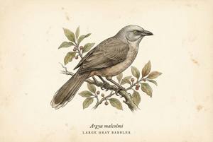 Large Gray Babbler illustration
