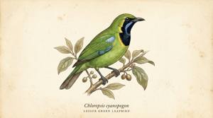 Lesser Green Leafbird illustration