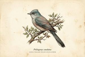 Long-tailed Silky-flycatcher illustration