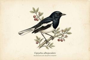 Madagascar Magpie-Robin illustration