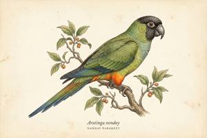 Nanday Parakeet illustration