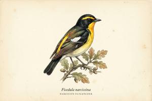 Narcissus Flycatcher illustration