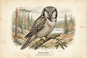 Northern Hawk Owl illustration