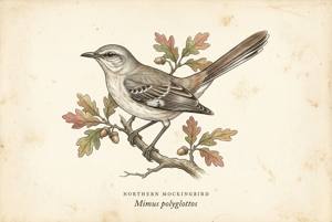 Northern Mockingbird illustration