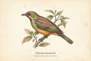 Orange-bellied Leafbird illustration