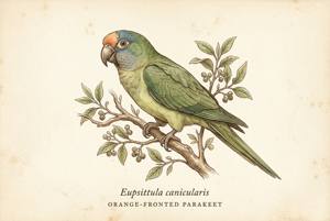 Orange-fronted Parakeet illustration