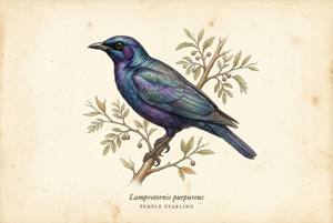 Purple Starling illustration