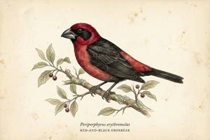 Red-and-black Grosbeak illustration