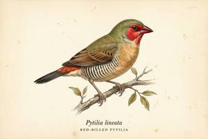 Red-billed Pytilia illustration