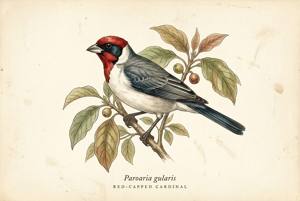 Red-capped Cardinal illustration