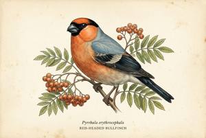 Red-headed Bullfinch illustration