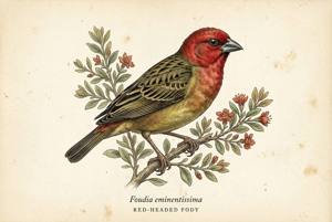 Red-headed Fody illustration