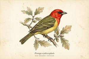 Red-headed Tanager illustration